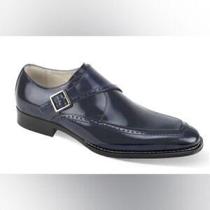 GIOVANNI MEN'S AMATO PURPLE LEATHER MOC TOE SINGLE MONK STRAP DRESS SHOE.